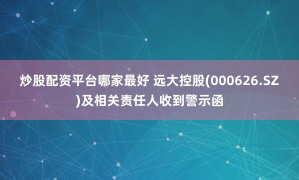炒股配资平台哪家最好 远大控股(000626.SZ)及相关责任人收到警示函