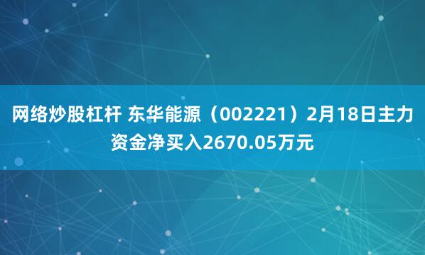 网络炒股杠杆 东华能源（002221）2月18日主力资金净买入2670.05万元
