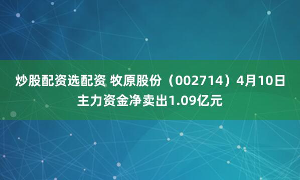 炒股配资选配资 牧原股份（002714）4月10日主力资金净卖出1.09亿元