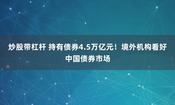 炒股带杠杆 持有债券4.5万亿元！境外机构看好中国债券市场