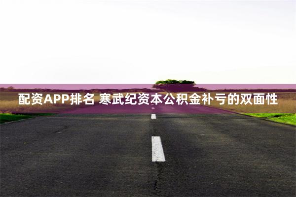 配资APP排名 寒武纪资本公积金补亏的双面性