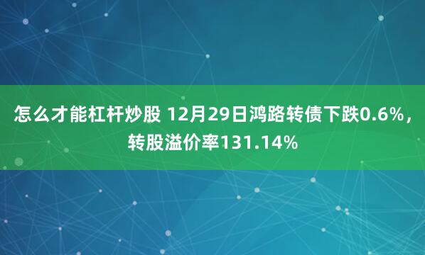 怎么才能杠杆炒股 12月29日鸿路转债下跌0.6%,转股溢价率131.14%