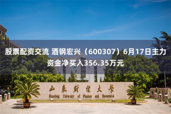 股票配资交流 酒钢宏兴（600307）6月17日主力资金净买入356.35万元