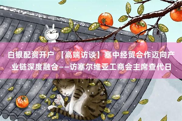 白银配资开户 【高端访谈】塞中经贸合作迈向产业链深度融合——访塞尔维亚工商会主席查代日