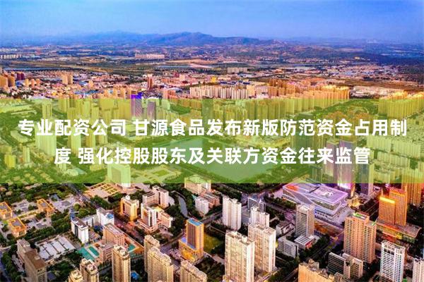专业配资公司 甘源食品发布新版防范资金占用制度 强化控股股东及关联方资金往来监管
