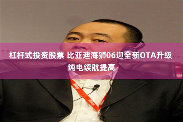 杠杆式投资股票 比亚迪海狮06迎全新OTA升级 纯电续航提高