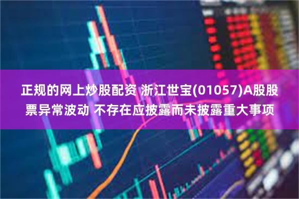 正规的网上炒股配资 浙江世宝(01057)A股股票异常波动 不存在应披露而未披露重大事项