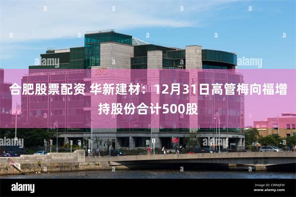 合肥股票配资 华新建材：12月31日高管梅向福增持股份合计500股