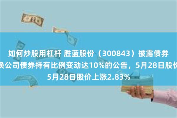 如何炒股用杠杆 胜蓝股份（300843）披露债券持有人可转换公司债券持有比例变动达10%的公告，5月28日股价上涨2.83%