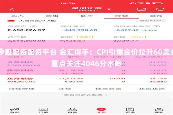 如何炒股配资配资平台 金汇得手：CPI引爆金价拉升60美金<p>黄金今日重点关注4046分水岭