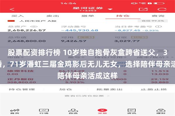 股票配资排行榜 10岁独自抱骨灰盒跨省送父，32岁离婚，71岁潘虹三届金鸡影后无儿无女，选择陪伴母亲活成这样